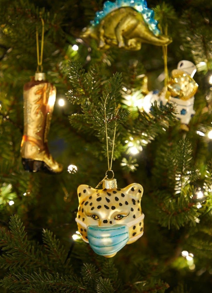 Vondels Vondels:  Vondels Gold Panther Face Mask kersthanger 7,5 cm Vondels Vondels:  Vondels Gold Panther Face Mask kersthanger 7,5 cm