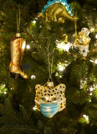 Vondels Vondels:  Vondels Gold Panther Face Mask kersthanger 7,5 cm Vondels Vondels:  Vondels Gold Panther Face Mask kersthanger 7,5 cm