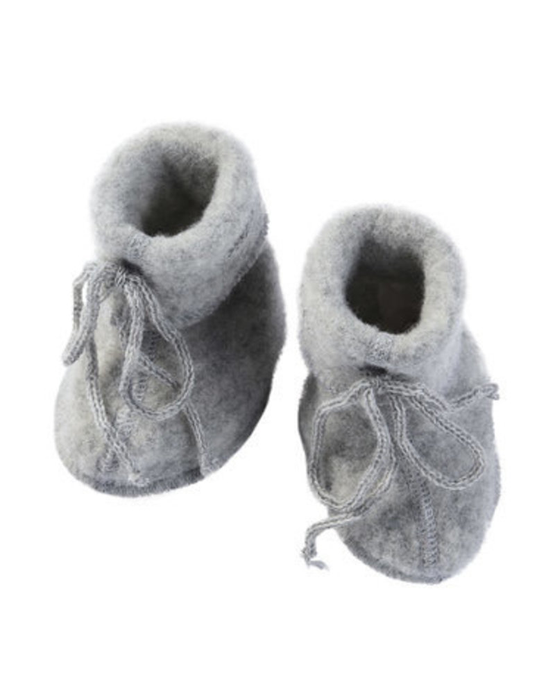 Engel Engel natur : wol fleece baby slofjes - light grey melange Engel Engel natur : wol fleece baby slofjes - light grey melange