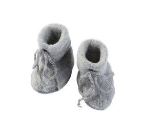 Engel Engel natur : wol fleece baby slofjes - light grey melange Engel Engel natur : wol fleece baby slofjes - light grey melange