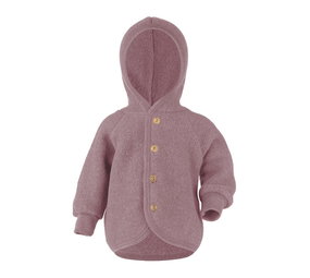 Engel Engel | Hooded jacket with wooden buttons | Rosewood mélange Engel Engel | Hooded jacket with wooden buttons | Rosewood mélange