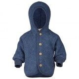 Engel Engel | Hooded jacket with wooden buttons | Blue mélange