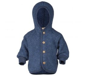 Engel Engel | Hooded jacket with wooden buttons | Blue mélange Engel Engel | Hooded jacket with wooden buttons | Blue mélange