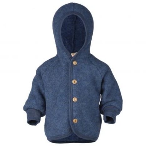 Engel Engel | Hooded jacket with wooden buttons | Blue mélange