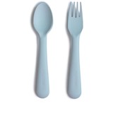 Mushie Mushie: Kinderlepel en vork - powder blue Mushie Mushie: Kinderlepel en vork - powder blue