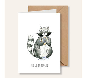 Juulz Juulz | Kaart | Hoera een jongen wasbeer Juulz Juulz | Kaart | Hoera een jongen wasbeer