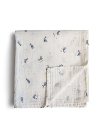 Mushie Mushie | Hydrofiele Doek Swaddle 120 x 120 | Whales