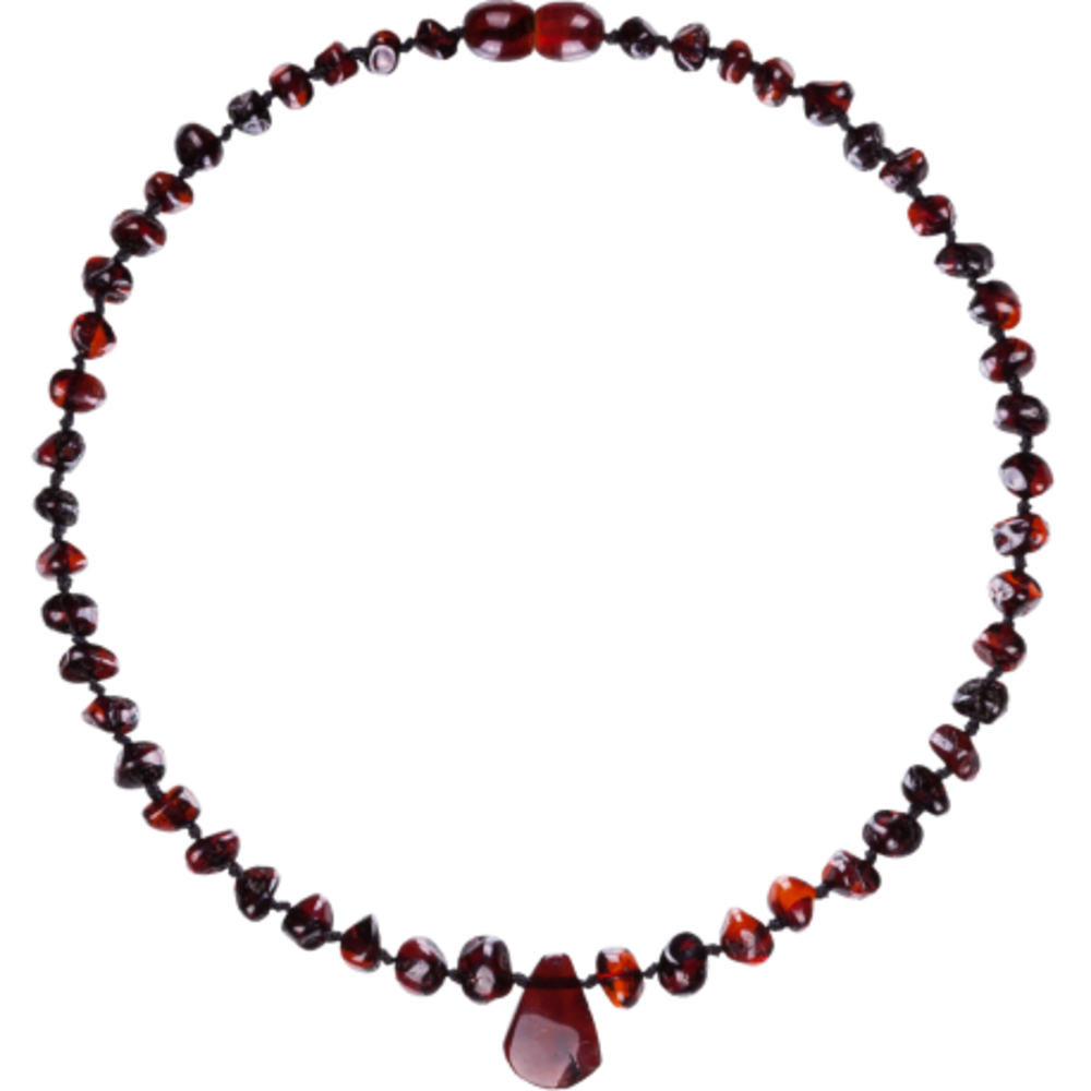 Barnsteen Barnsteen | Ketting | Glimmend | Cognac/Cherry met bedel | 32 cm