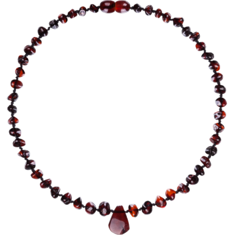 Barnsteen Barnsteen | Ketting | Glimmend | Cognac/Cherry met bedel | 32 cm