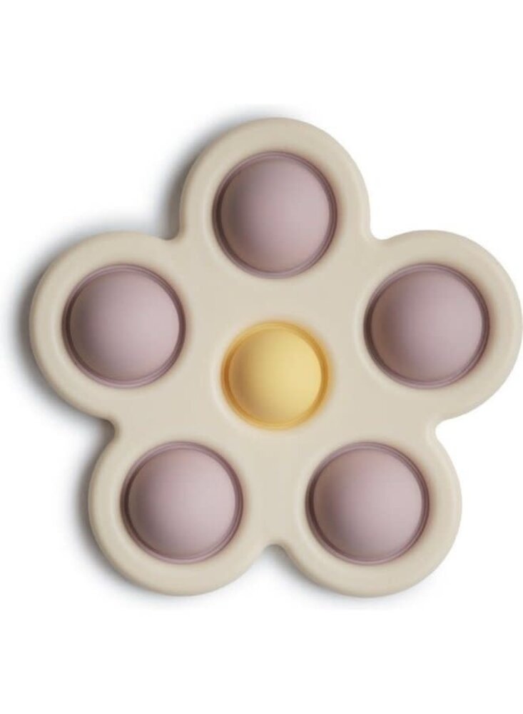Mushie Mushie | Flower Press Toy | Soft Lilac/Daffodil/Ivory