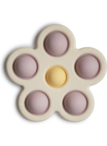 Mushie Mushie | Flower Press Toy | Soft Lilac/Daffodil/Ivory