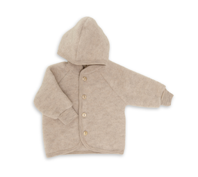 Engel Engel | Hooded jacket with wooden buttons | Sand mélange Engel Engel | Hooded jacket with wooden buttons | Sand mélange