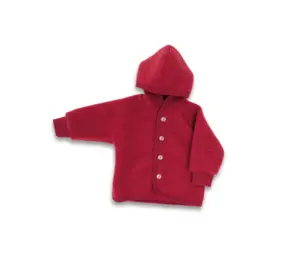 Engel Engel | Hooded jacket with wooden buttons | Jasper/Red Melange