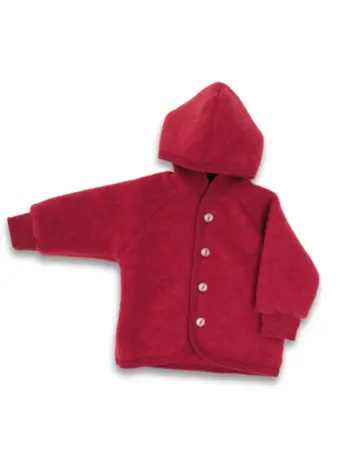 Engel Engel | Hooded jacket with wooden buttons | Jasper/Red Melange
