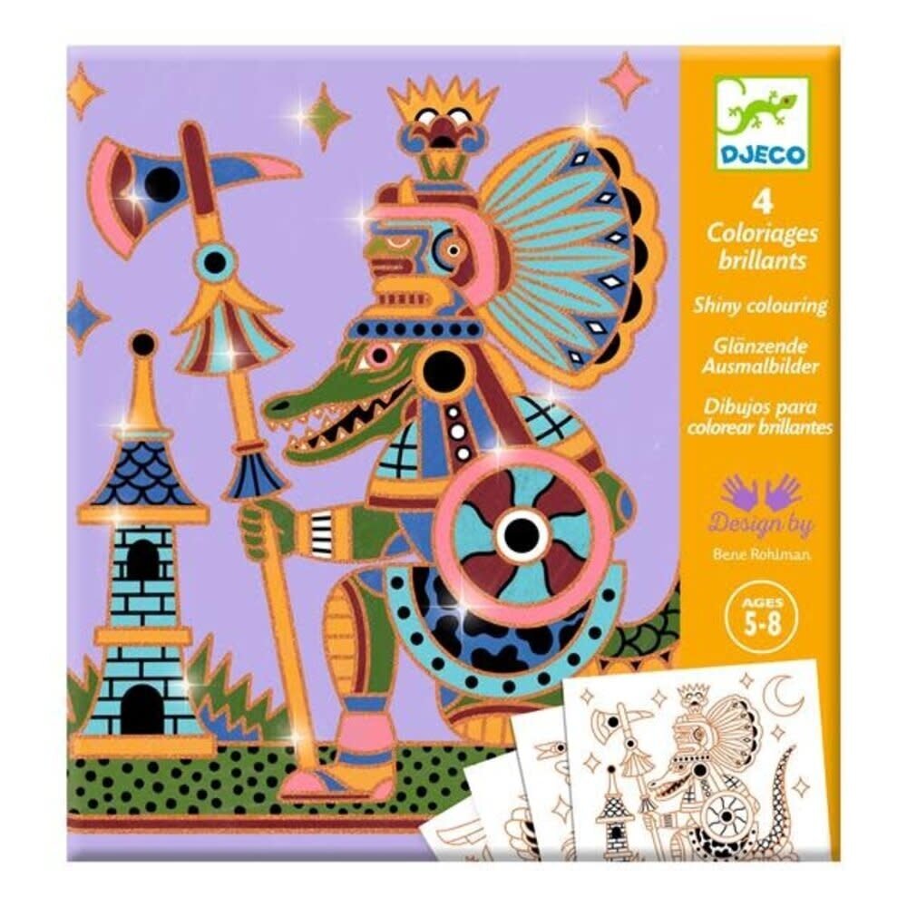 Djeco Djeco | 4 glinsterende kleurplaten Djeco Djeco | 4 glinsterende kleurplaten
