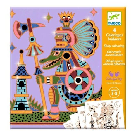 Djeco Djeco | 4 glinsterende kleurplaten Djeco Djeco | 4 glinsterende kleurplaten