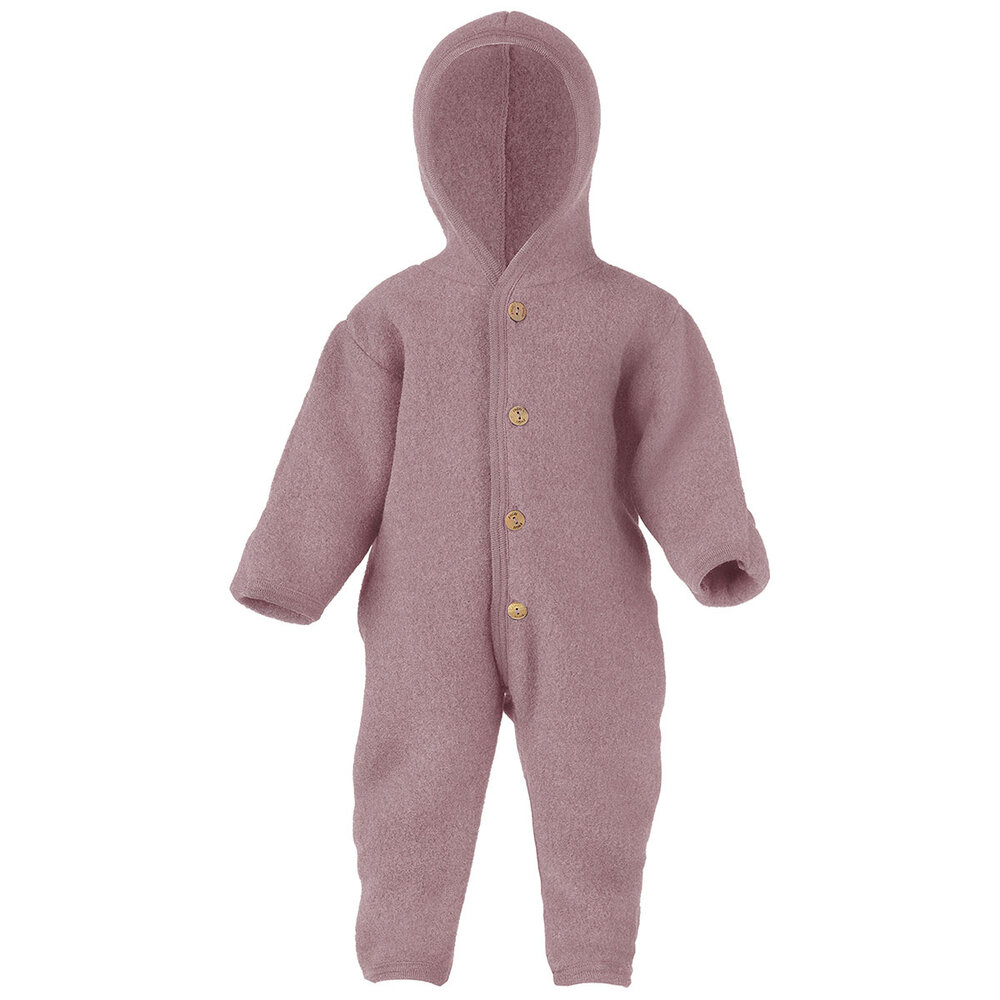 Engel Engel | Hooded overall with wooden buttons | Rosewood melange