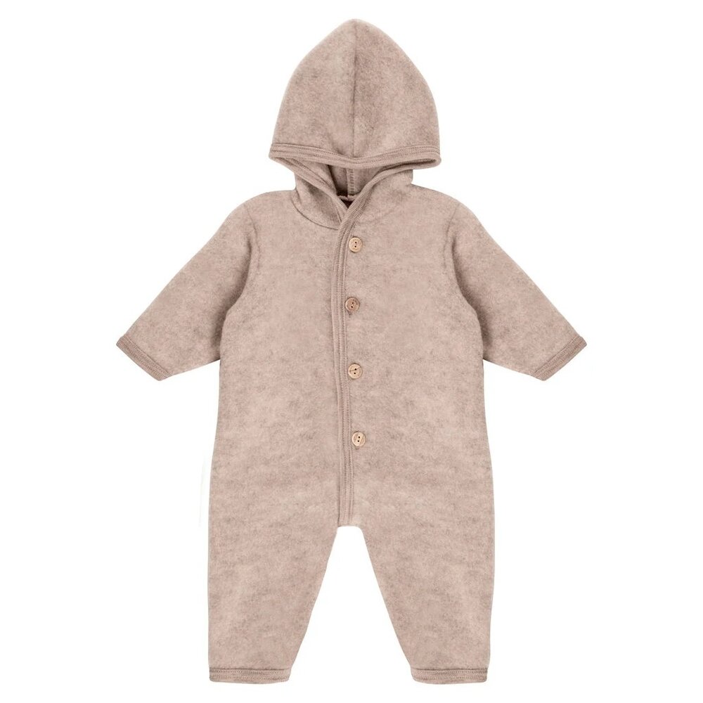 Engel Engel | Hooded overall with wooden buttons | Sand melange