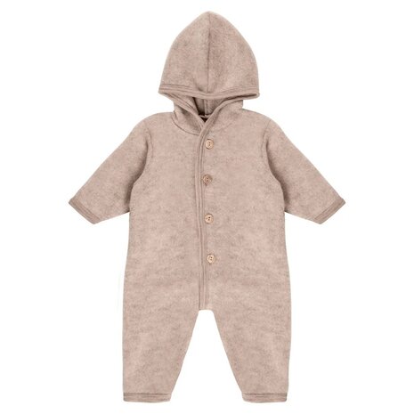 Engel Engel | Hooded overall with wooden buttons | Sand melange