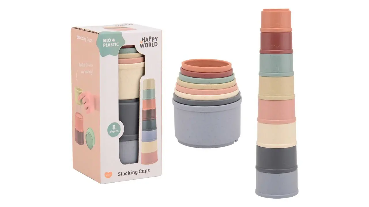 Happy World | Bio plastic stapelbekers (8-delig)