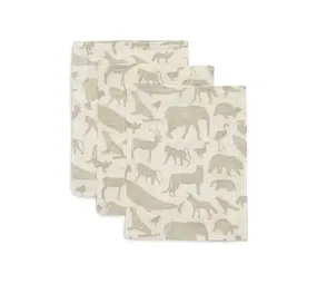 Jollein Jollein | Hydrofiel Washandje | Animals | Olive Green | 3 Stuks Jollein Jollein | Hydrofiel Washandje | Animals | Olive Green | 3 Stuks