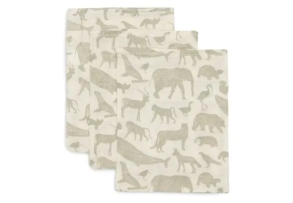Jollein Jollein | Hydrofiel Washandje | Animals | Olive Green | 3 Stuks