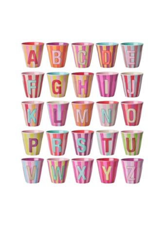 Rice Everyday Magic Rice | Melamine Full Alphabet Pink stripes | Medium 250ml