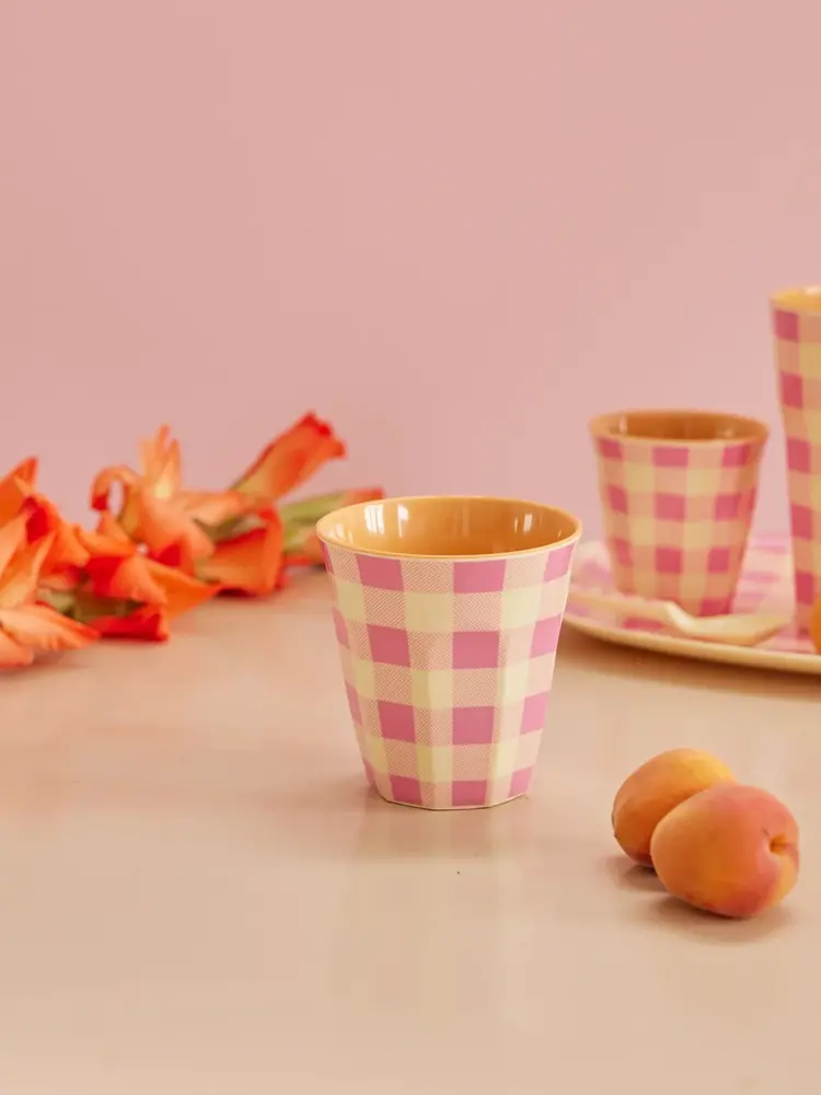 Rice Everyday Magic Rice | Melamine Cup with Check It Out Print Pink | Medium 250ml