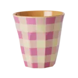 Rice Everyday Magic Rice | Melamine Cup with Check It Out Print Pink | Medium 250ml Rice Everyday Magic Rice | Melamine Cup with Check It Out Print Pink | Medium 250ml