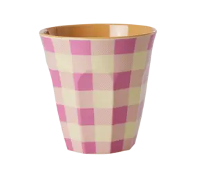 Rice Everyday Magic Rice | Melamine Cup with Check It Out Print Pink | Medium 250ml Rice Everyday Magic Rice | Melamine Cup with Check It Out Print Pink | Medium 250ml