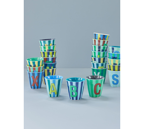 Rice Everyday Magic Rice | Melamine Full Alphabet Blue Stripes | Medium 250ml Rice Everyday Magic Rice | Melamine Full Alphabet Blue Stripes | Medium 250ml