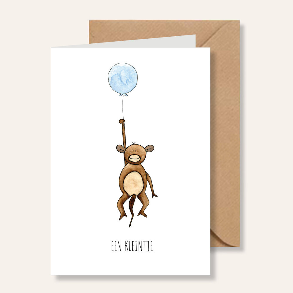 Juulz Juulz | Kaart | Een kleintje aap blauw