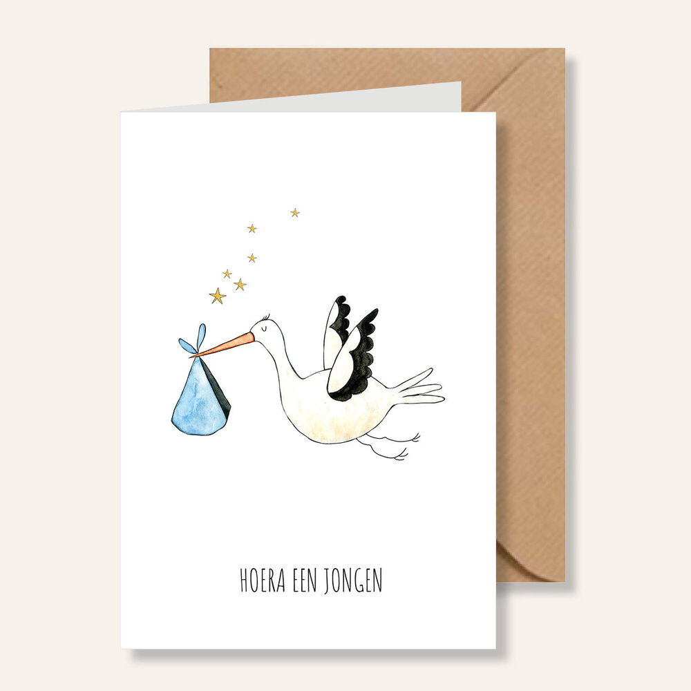Juulz Juulz | Kaart | Hoera een jongen ooievaar