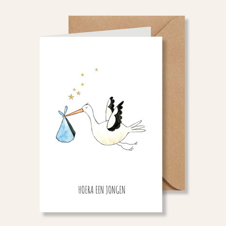 Juulz Juulz | Kaart | Hoera een jongen ooievaar