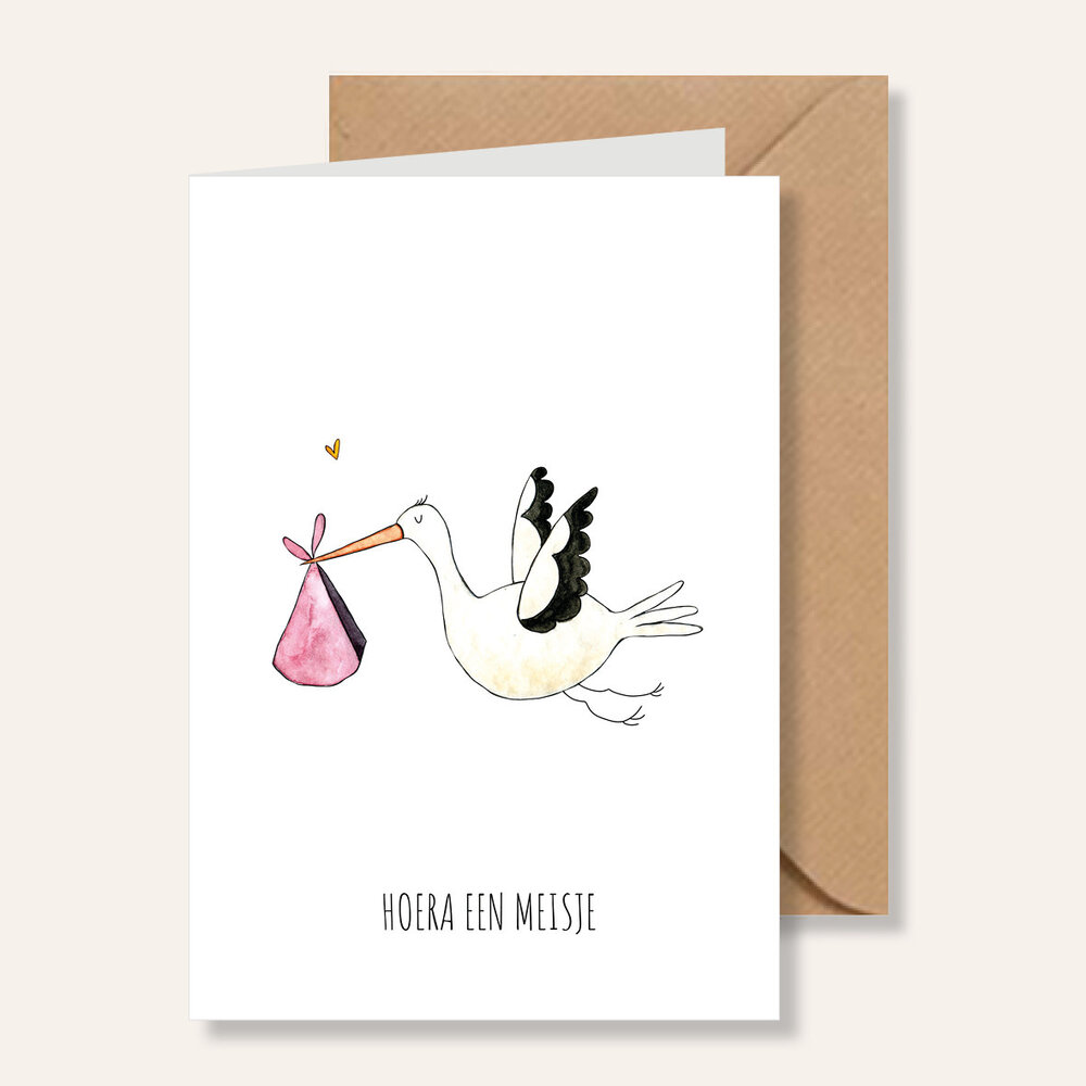Juulz Juulz | Kaart | Hoera een meisje ooievaar