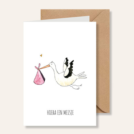 Juulz Juulz | Kaart | Hoera een meisje ooievaar