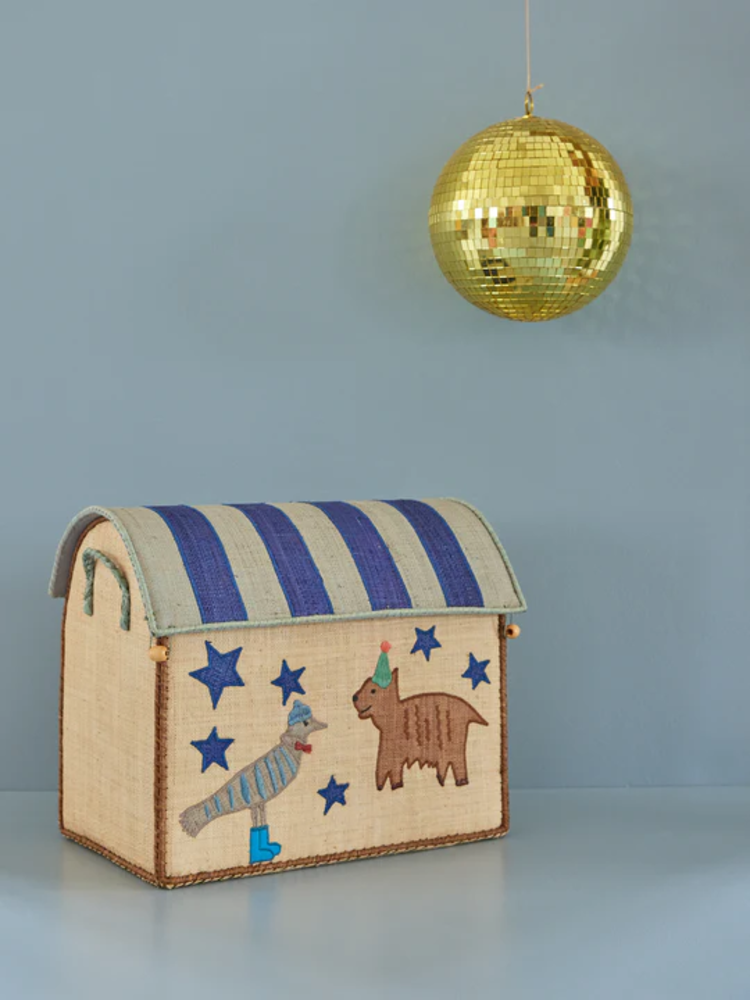 Rice Everyday Magic Rice |Raffia  Opbergmand Middelgroot | Party Animal Blue