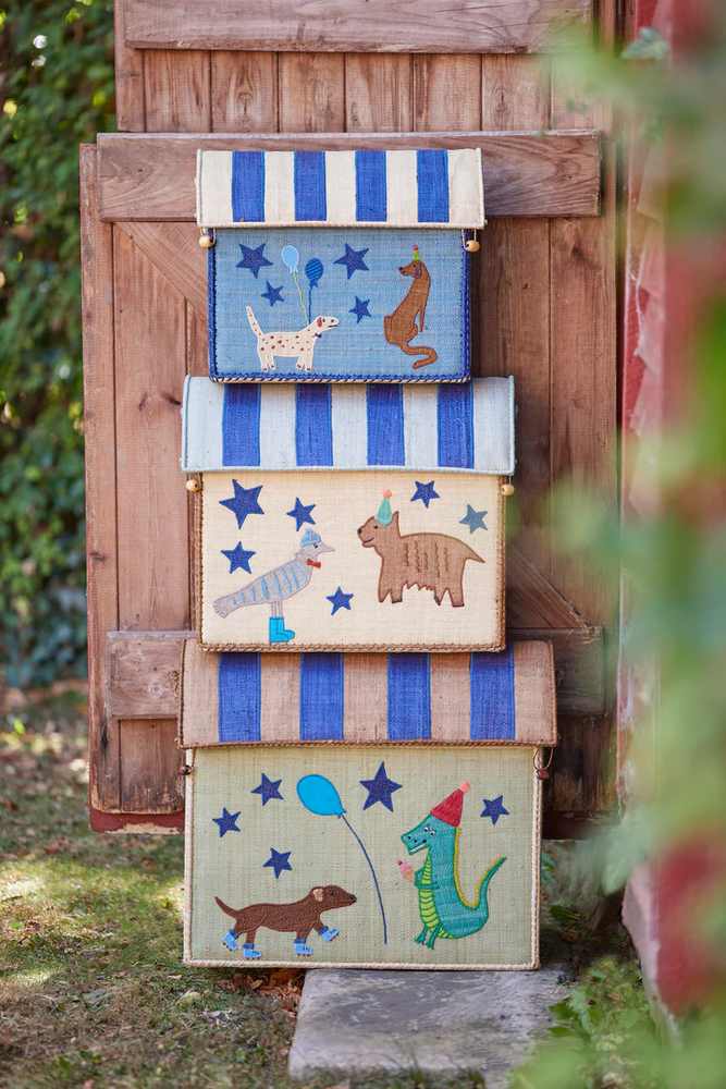 Rice Everyday Magic Rice |Raffia  Opbergmand Middelgroot | Party Animal Blue