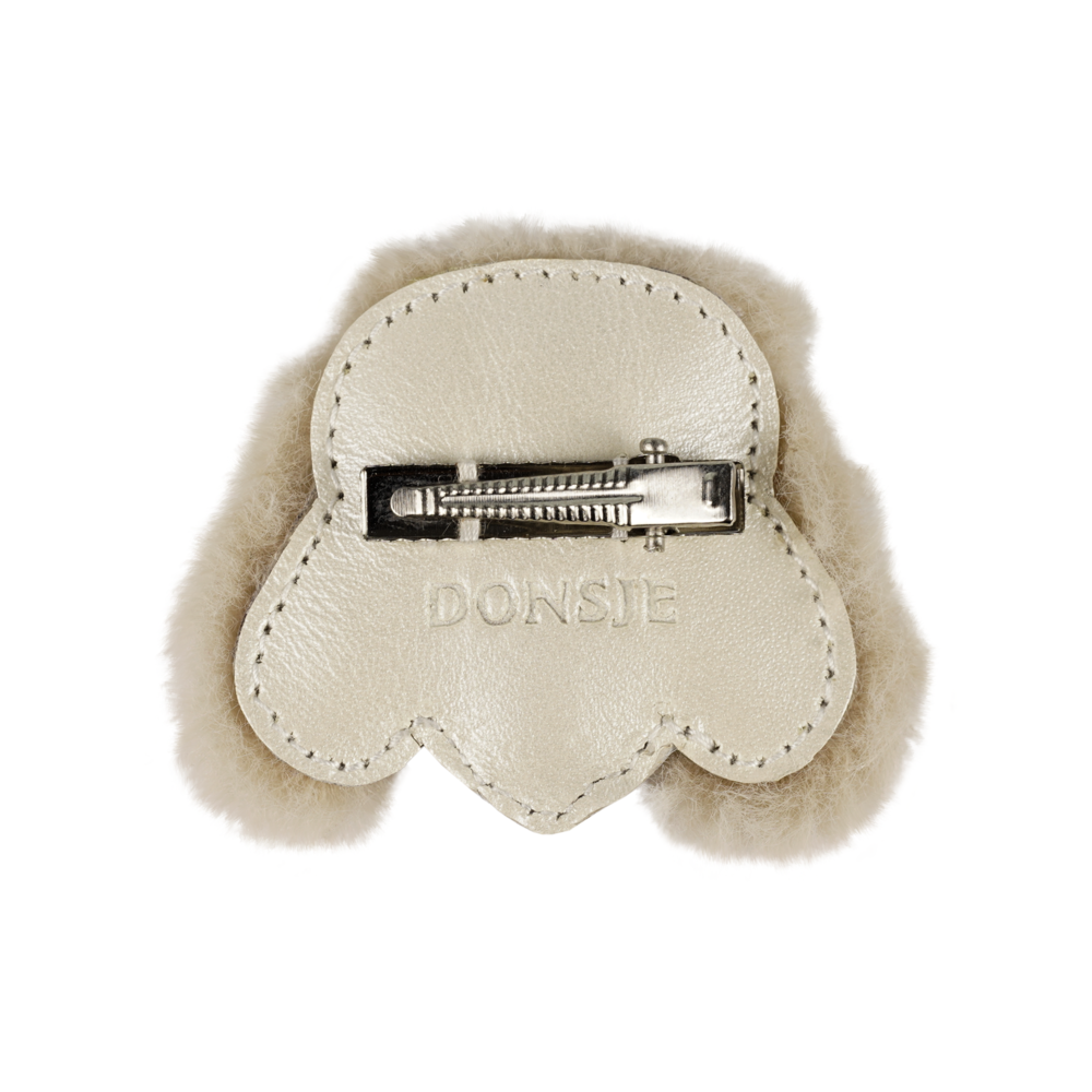 Donsje Amsterdam Donsje Amsterdam | Josy Exclusive Hairclip | Poodle | Off White Metallic Leather