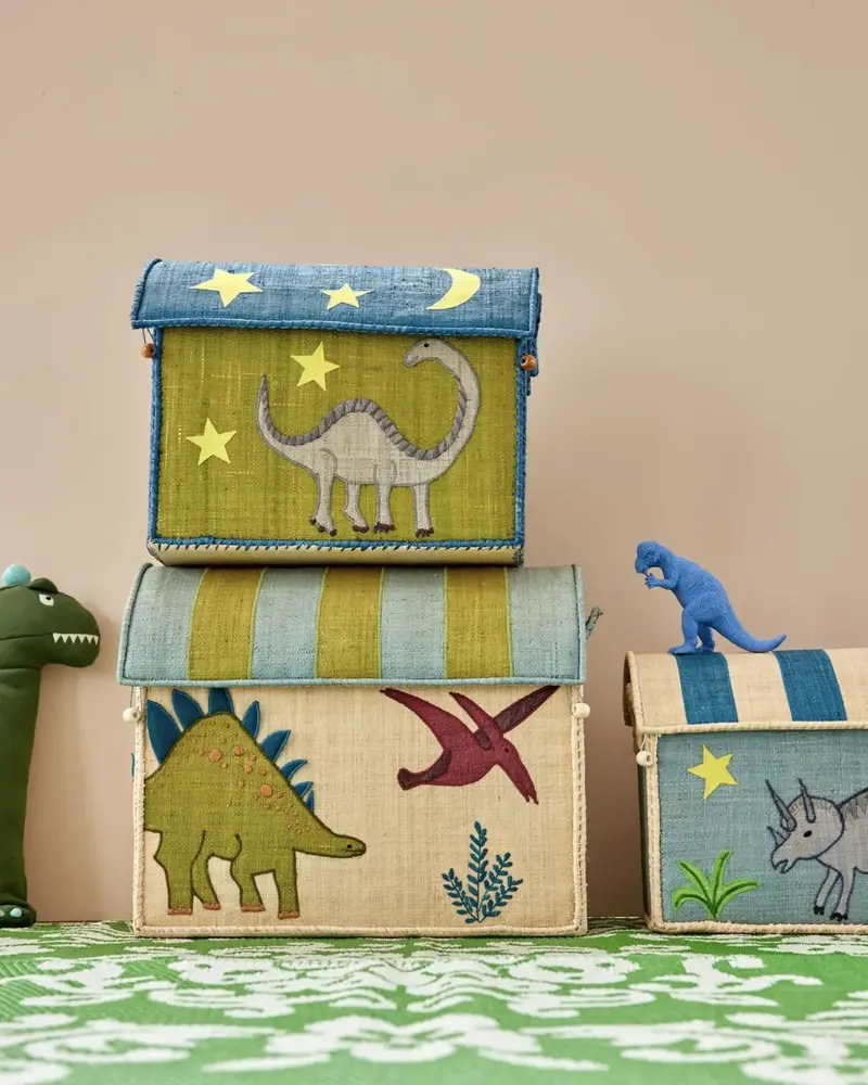 Rice Everyday Magic Rice | Middel Raffia Opberghuis | Groen |Dino