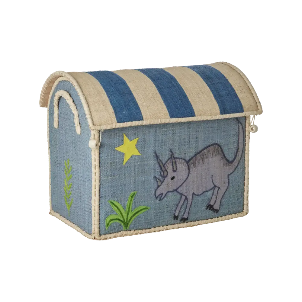 Rice Everyday Magic Rice | Klein Raffia Opberghuis | Blauw | Dino