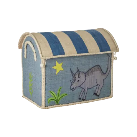 Rice Everyday Magic Rice | Klein Raffia Opberghuis | Blauw | Dino