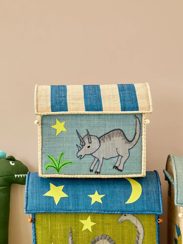 Rice Everyday Magic Rice | Klein Raffia Opberghuis | Blauw | Dino
