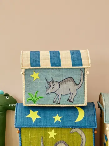 Rice Everyday Magic Rice | Klein Raffia Opberghuis | Blauw | Dino