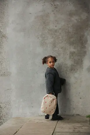 Studio Noos Studio Noos | Ecru Teddy Hearts | Mini Backpack