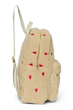 Studio Noos Studio Noos | Ecru Teddy Hearts | Midi Backpack with Front Pocket