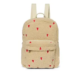 Studio Noos Studio Noos | Ecru Teddy Hearts | Midi Backpack with Front Pocket Studio Noos Studio Noos | Ecru Teddy Hearts | Midi Backpack with Front Pocket