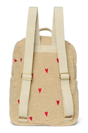Studio Noos Studio Noos | Ecru Teddy Hearts | Midi Backpack with Front Pocket