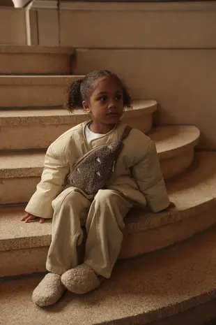 Studio Noos Studio Noos | Brown Teddy Hearts | Mini Fanny Pack