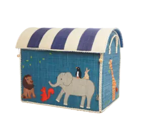Rice Everyday Magic Rice | Groot Raffia Opberghuis | Blauw | Animal Theme